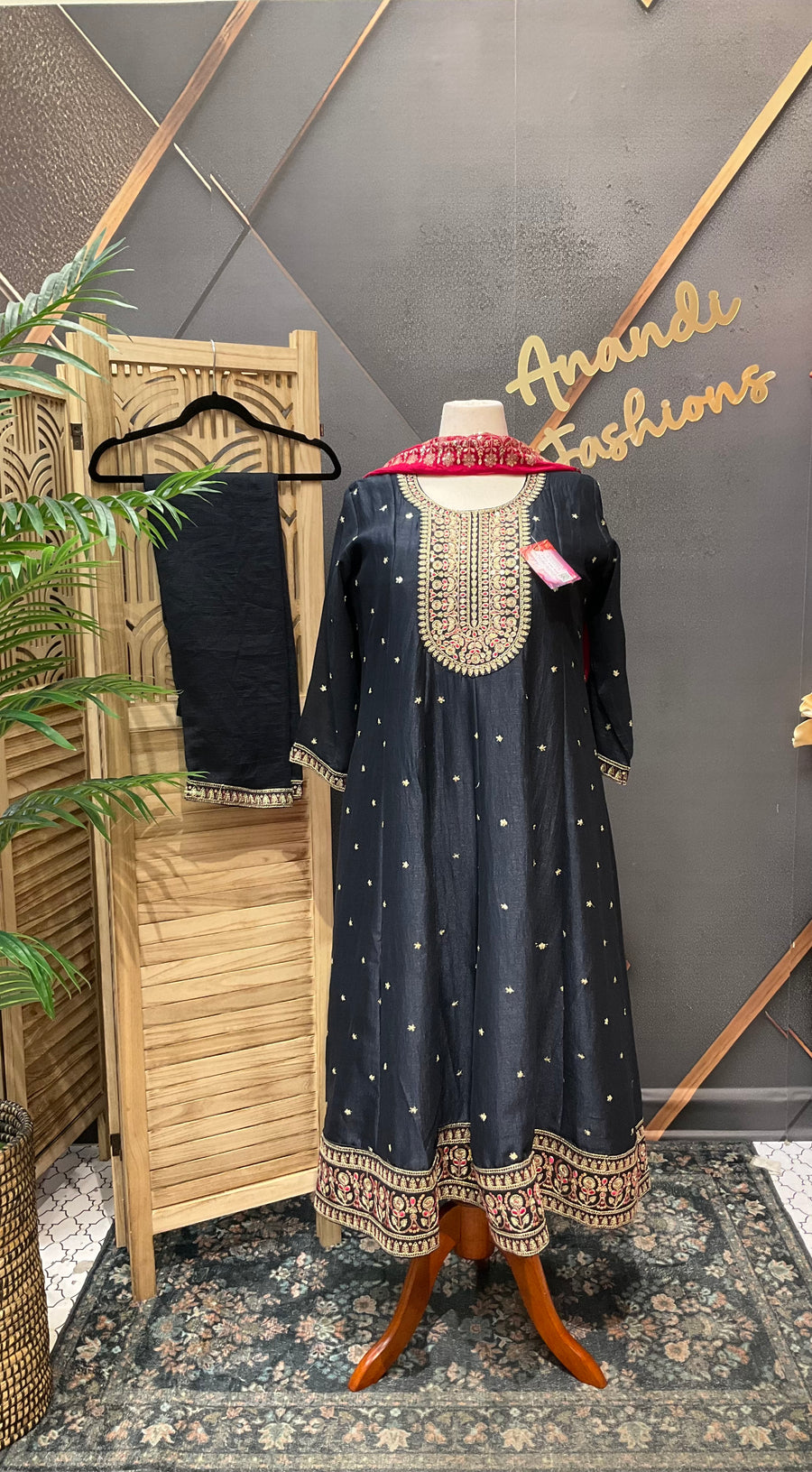Navy Blue Anarakali Kurti set