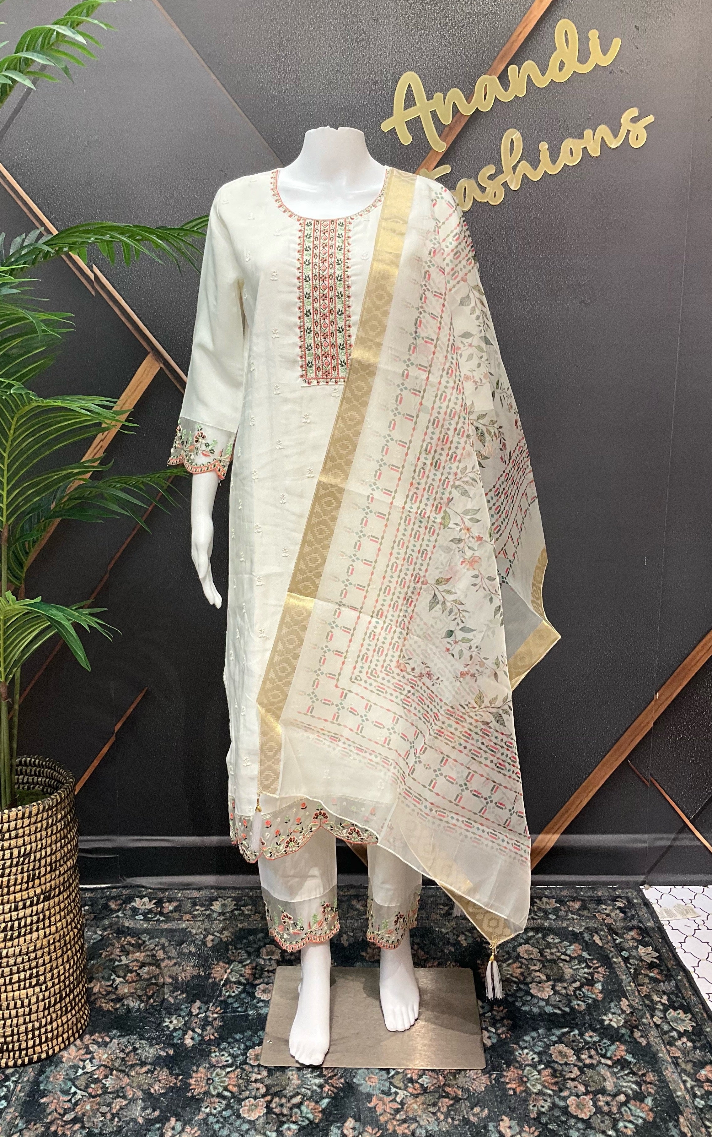 White Party Wear Kurti set