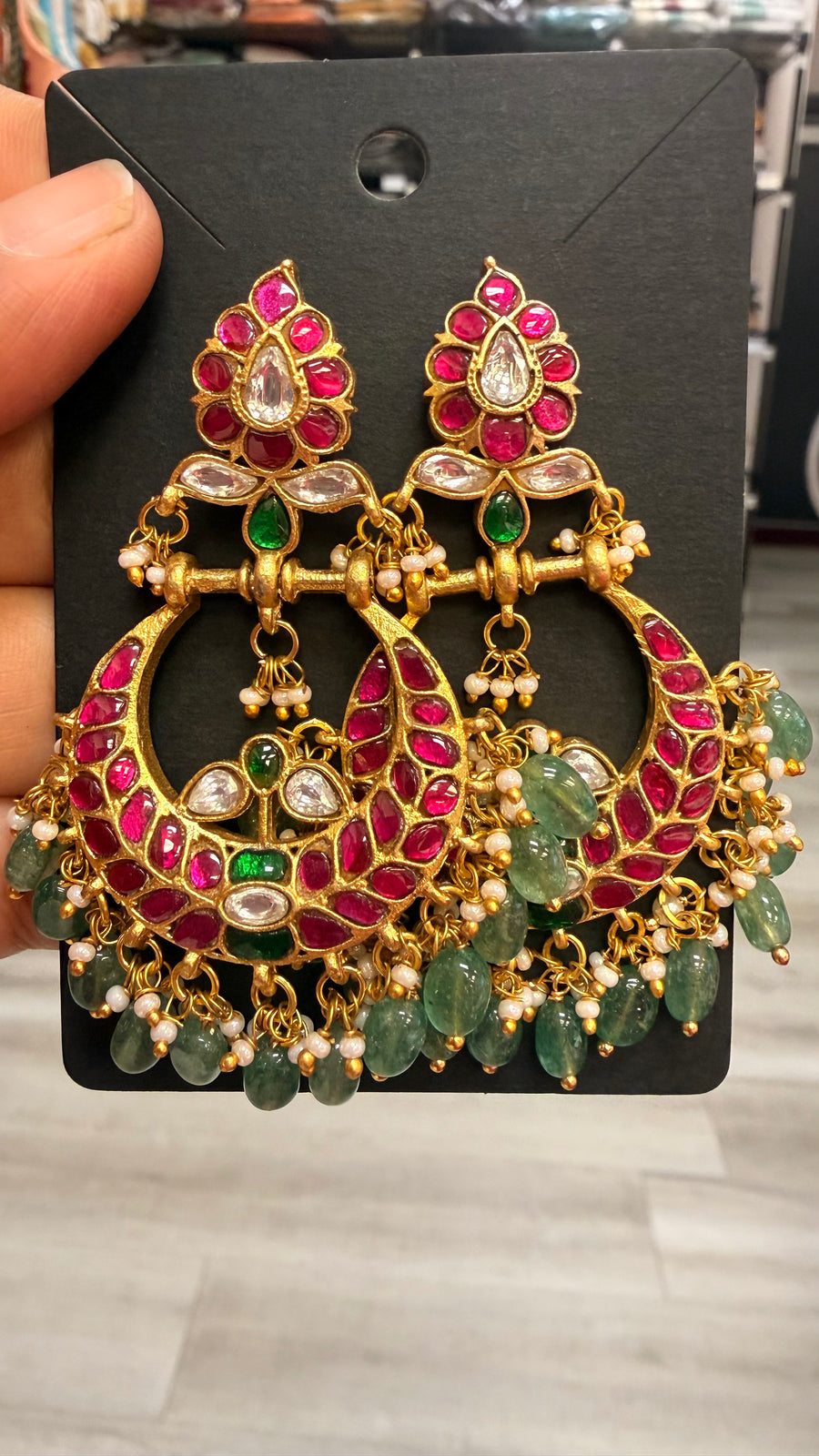 Jadau Kundan Chandbali Earrings - Jewelry - Earrings - Anandi Fashions