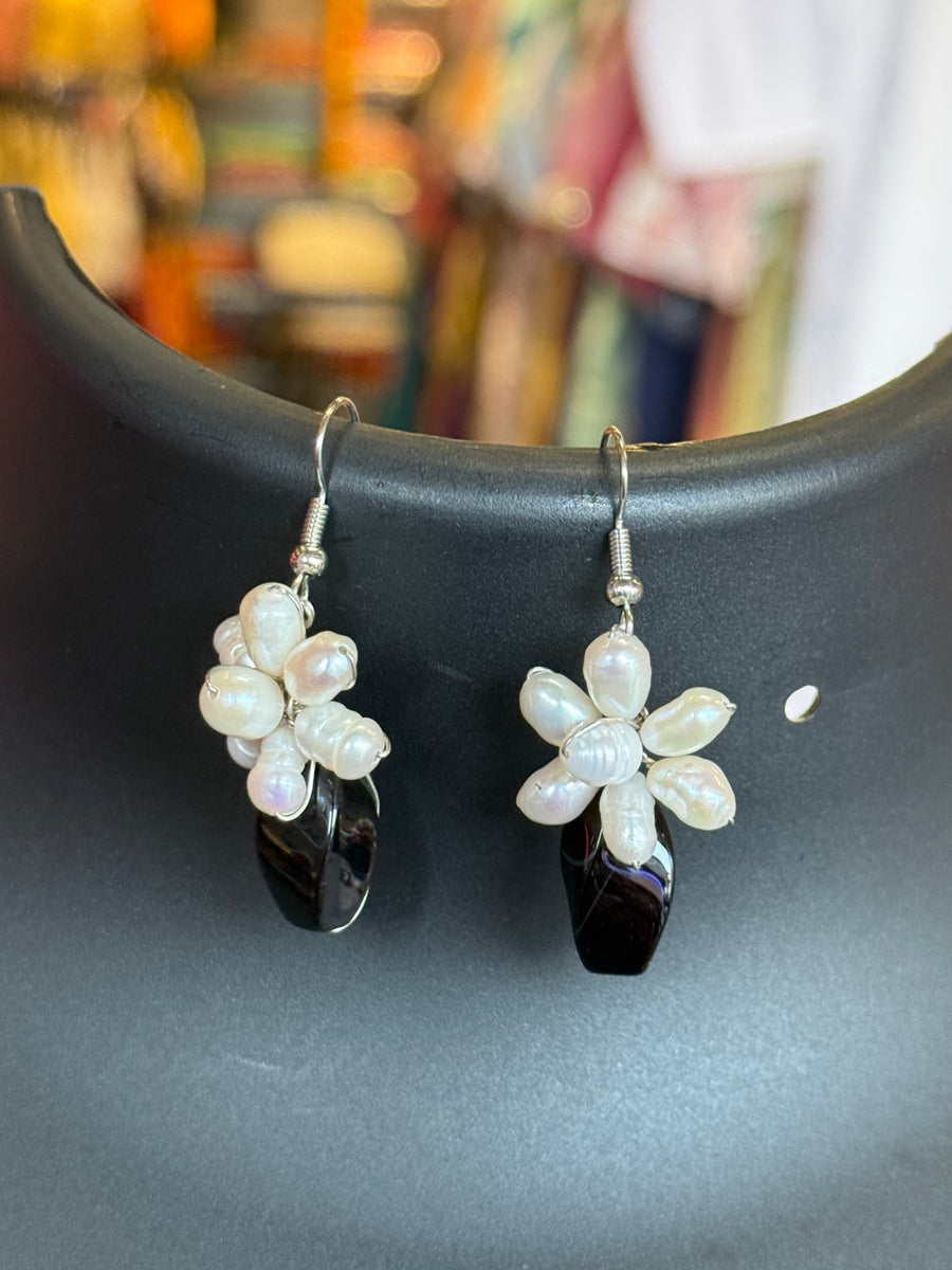 Fancy Hanging Earrings- with Real Pearls