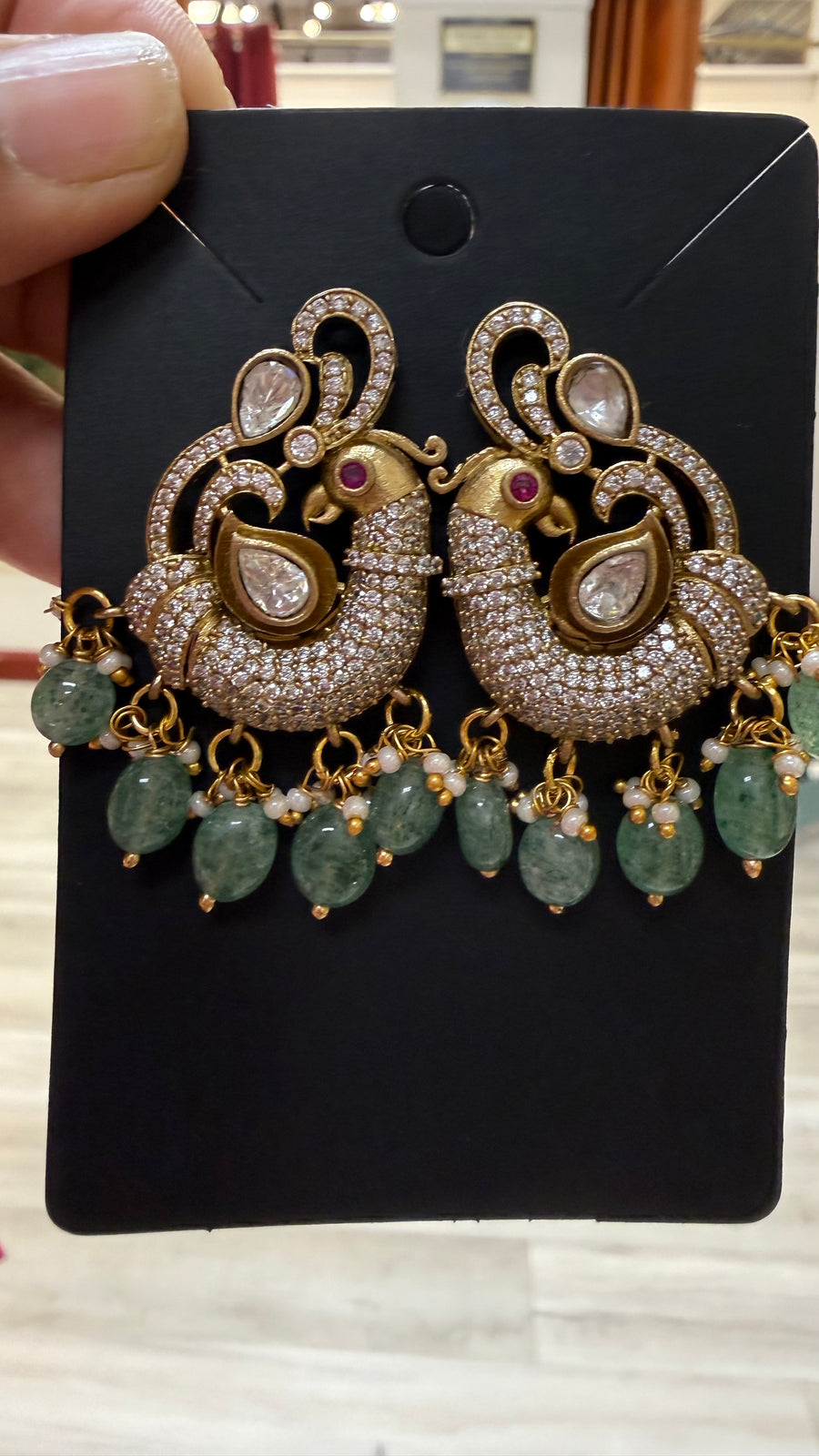 Victorian Peacock Kundan Earrings