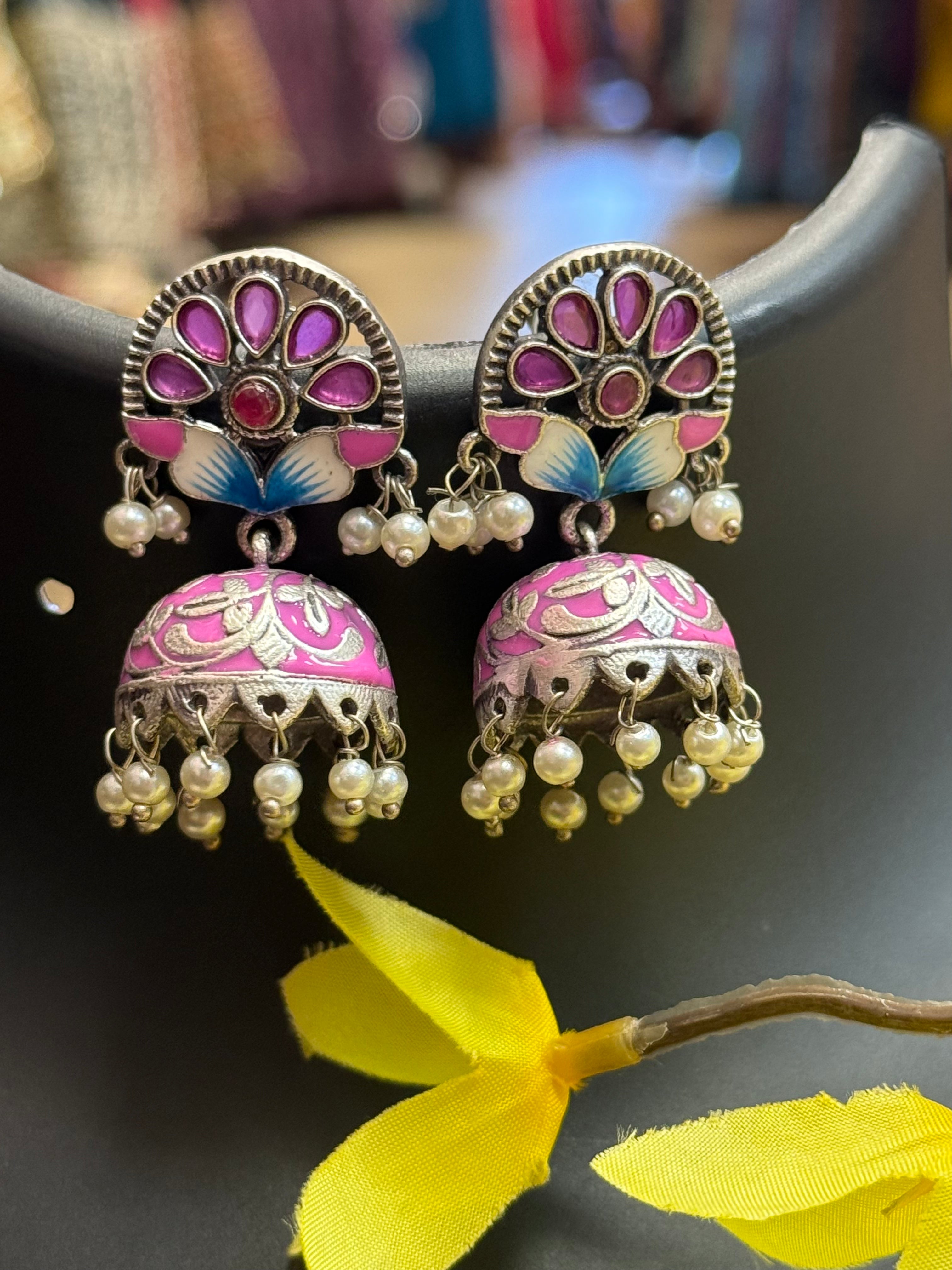 Meenakari Painting Hand Painting Jhumkas /Earrings