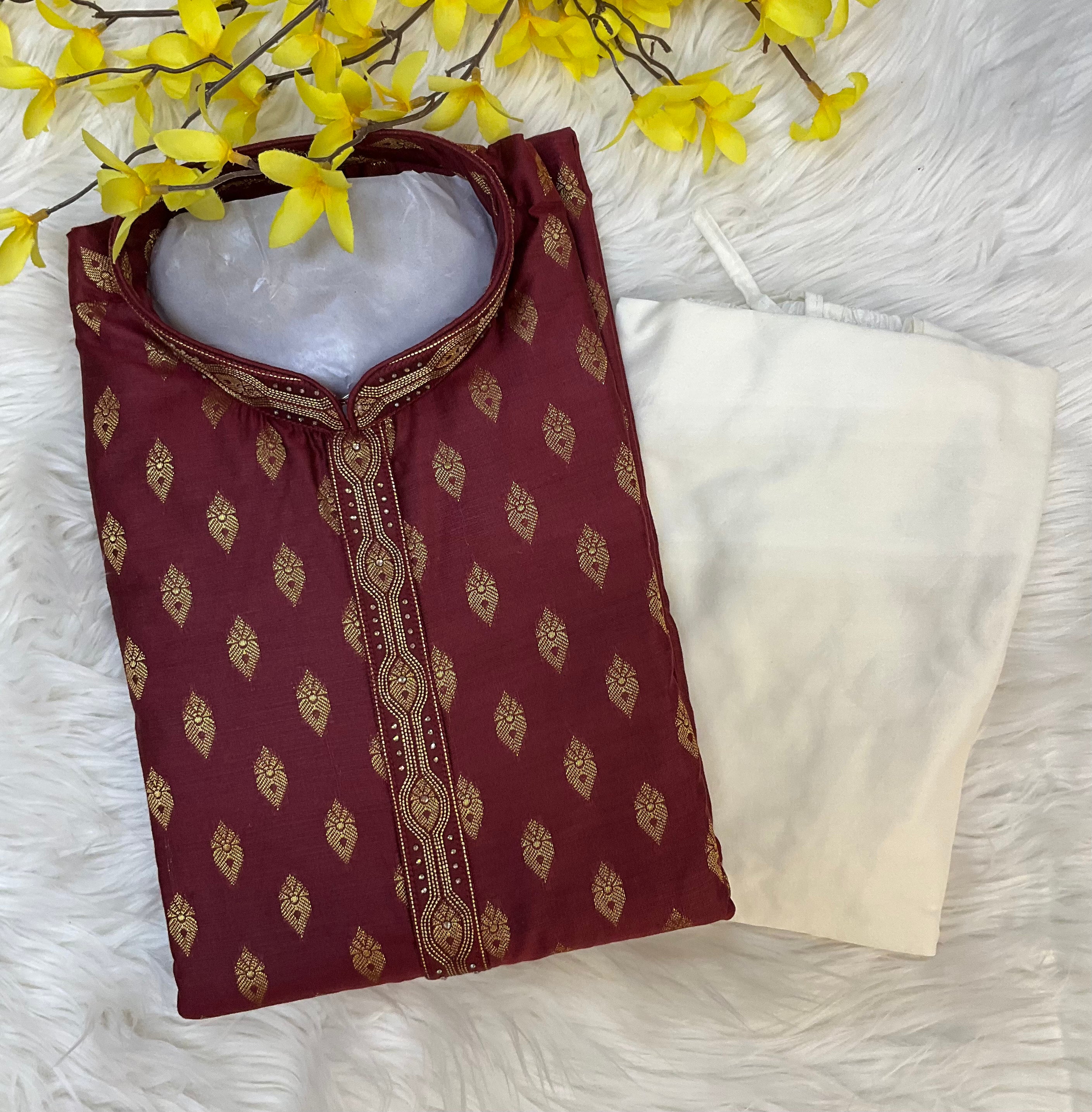 Premium Quality- Maroon Color Men’s Wear Kurta Pajama Set