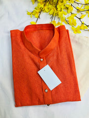 Plus size 50- orange cotton kurta set for men