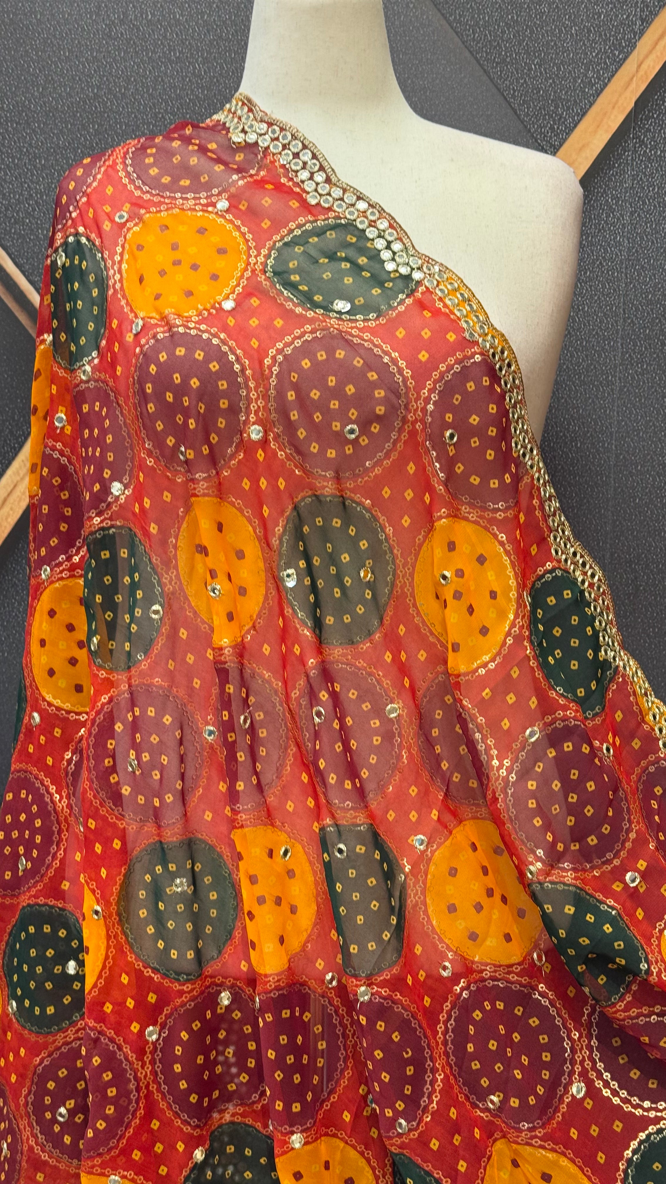 Women's Multicolor Bandhani Chiffon Dupatta - Women - Dupatta - Anandi Fashions