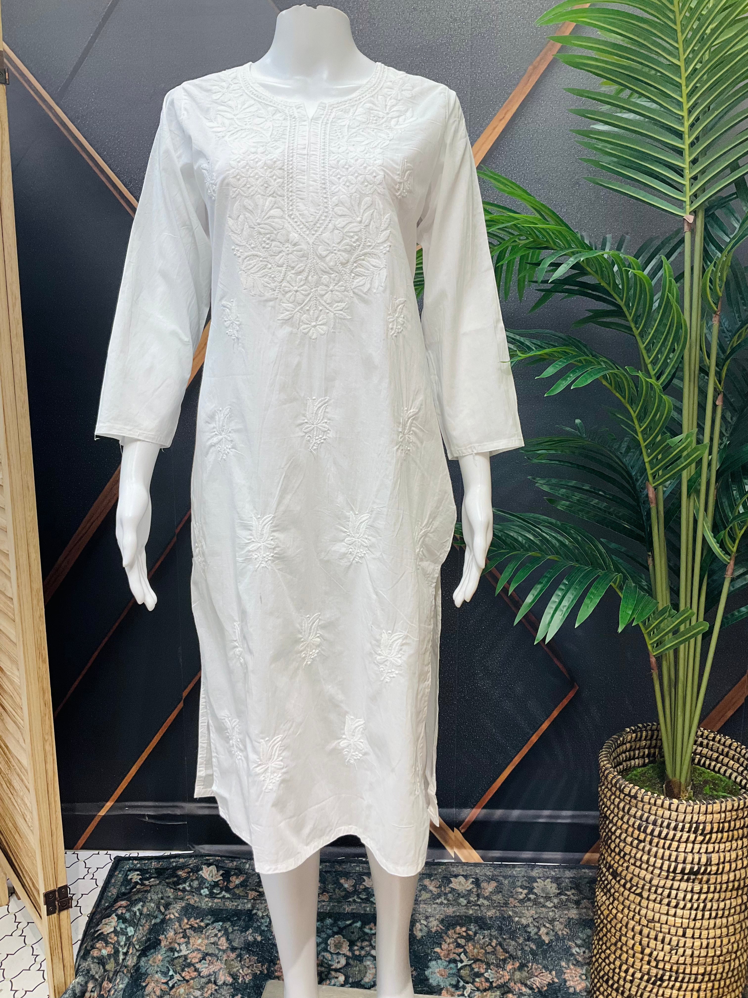 Pure cotton white Chikankari kurti