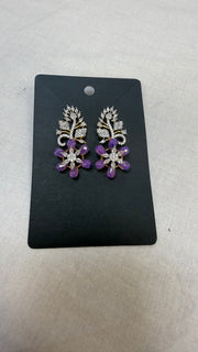 CZ Earrings with Purple beads