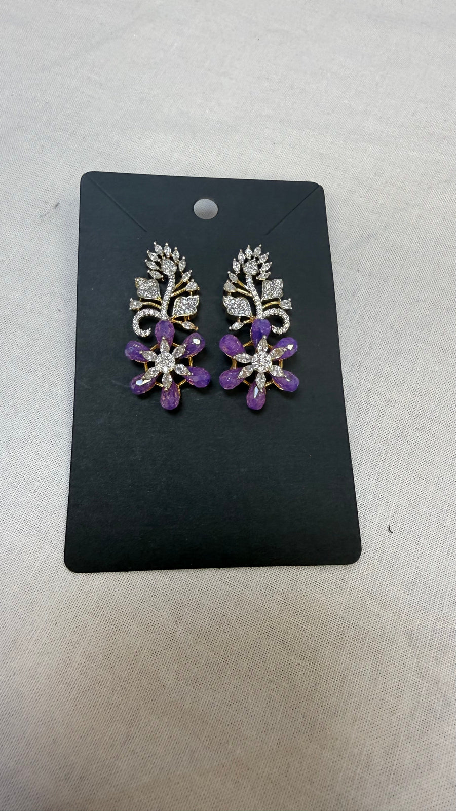 CZ Earrings with Purple beads