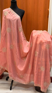 Pink Dupatta with Gold Zari work
