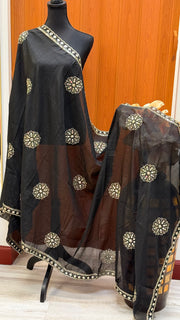 Black Dupatta with Gold Zari work