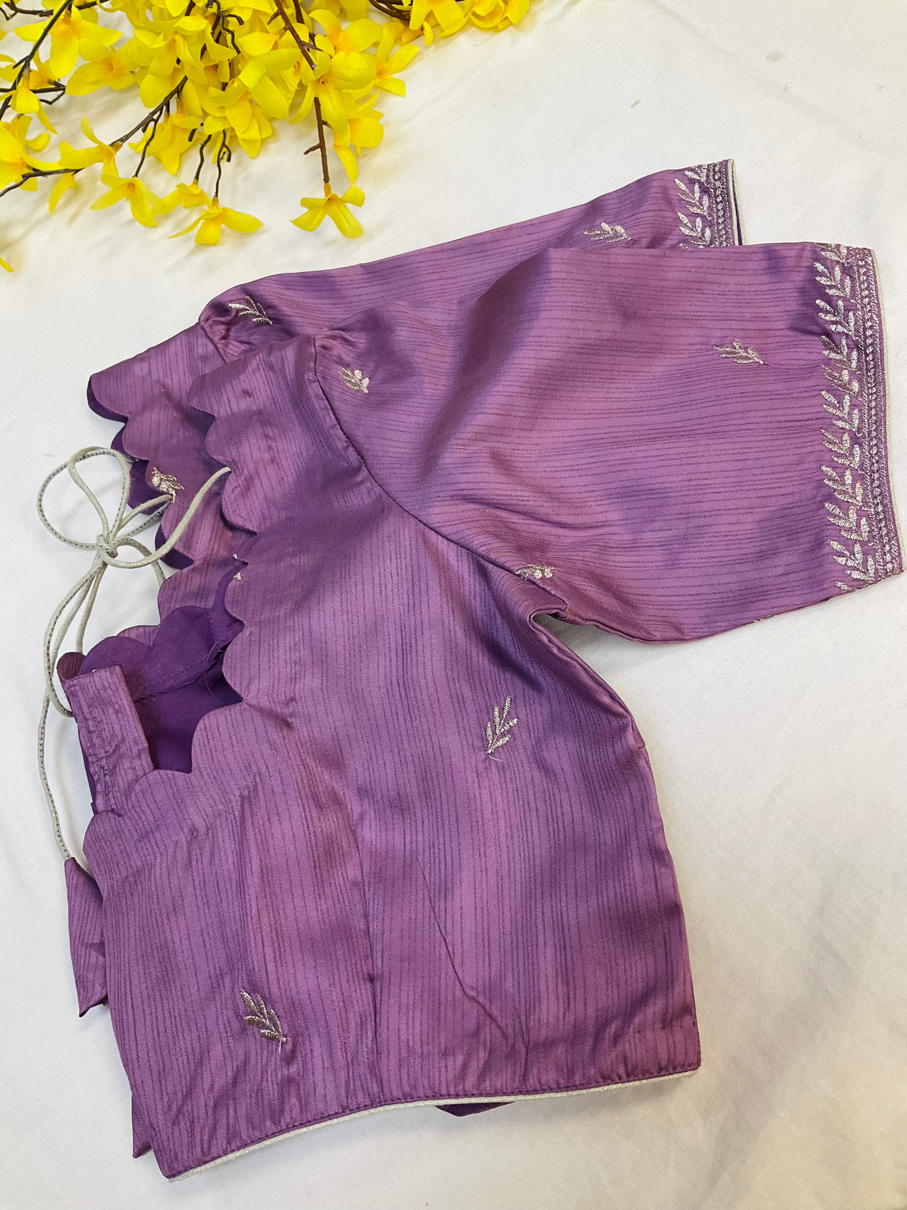 Cocktail Party wear light purple saree with Stitched blouse- fall pico done