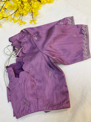 Cocktail Party wear light purple saree with Stitched blouse