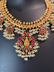 Temple Jewelry -Heavy Jadau Kundan Lakshmi Guttapusalu Necklace set