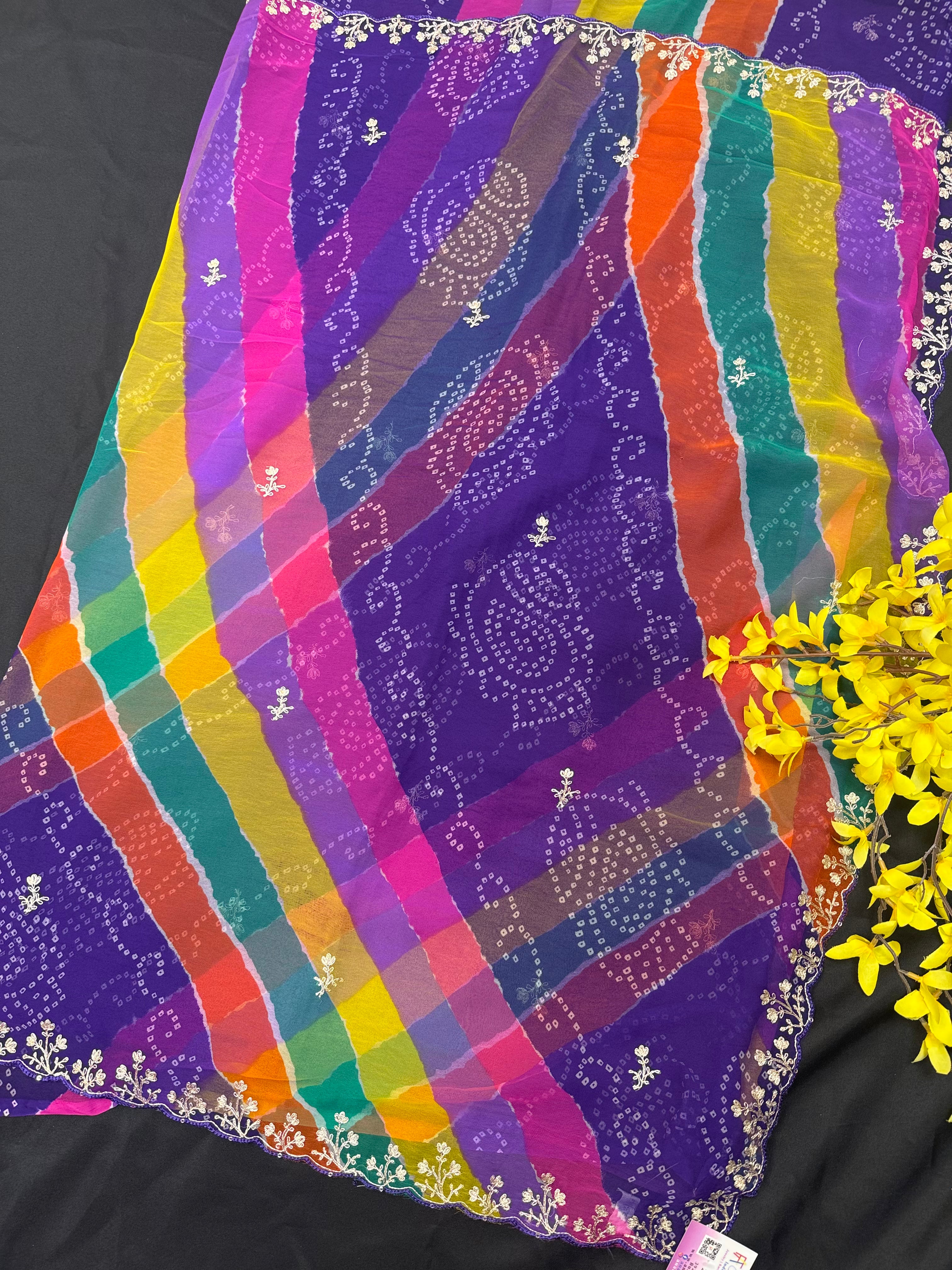 Color Full Bhandhini Chiffon Saree