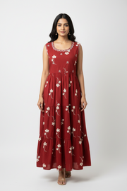 Maroon - Pure cotton long frock