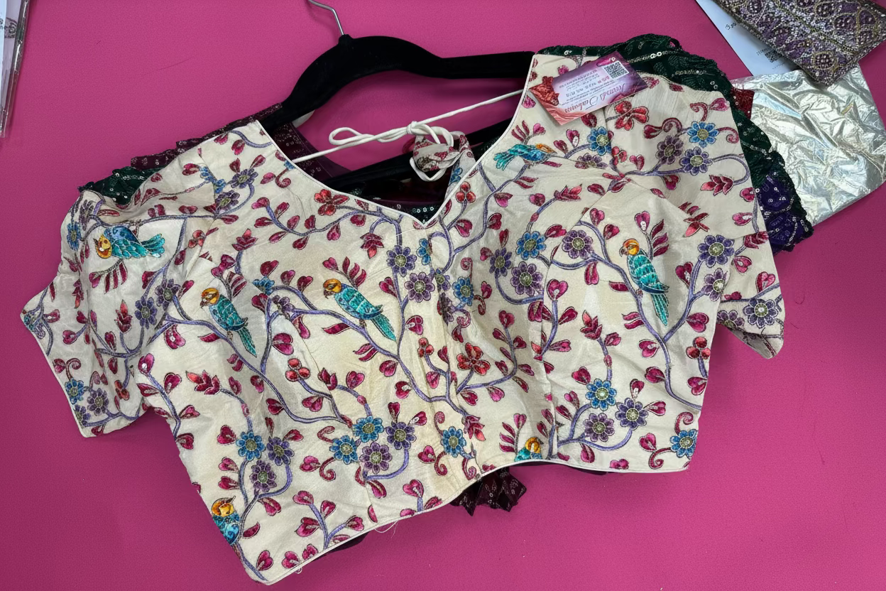 Crape Silk work Blouse - Women - Blouse - Anandi Fashions