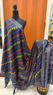 Navy Blue color Crape Silk Dupatta