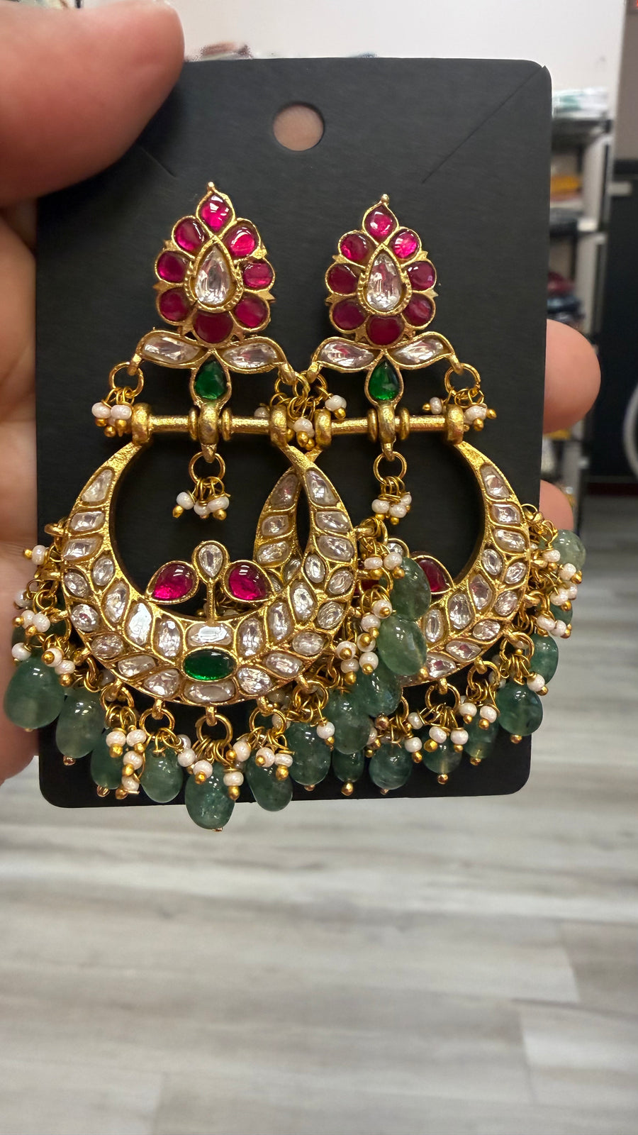 Jadau Kundan Chandbali Earrings - Jewelry - Earrings - Anandi Fashions