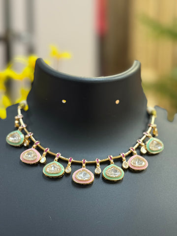 Pastel Color - Modern Design Kundan Necklace set