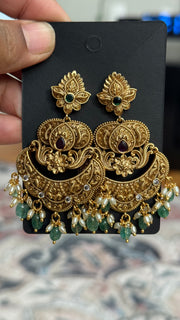 Big Size - Antique Finish Chandbali Earrings - Jewelry - Earrings - Anandi Fashions