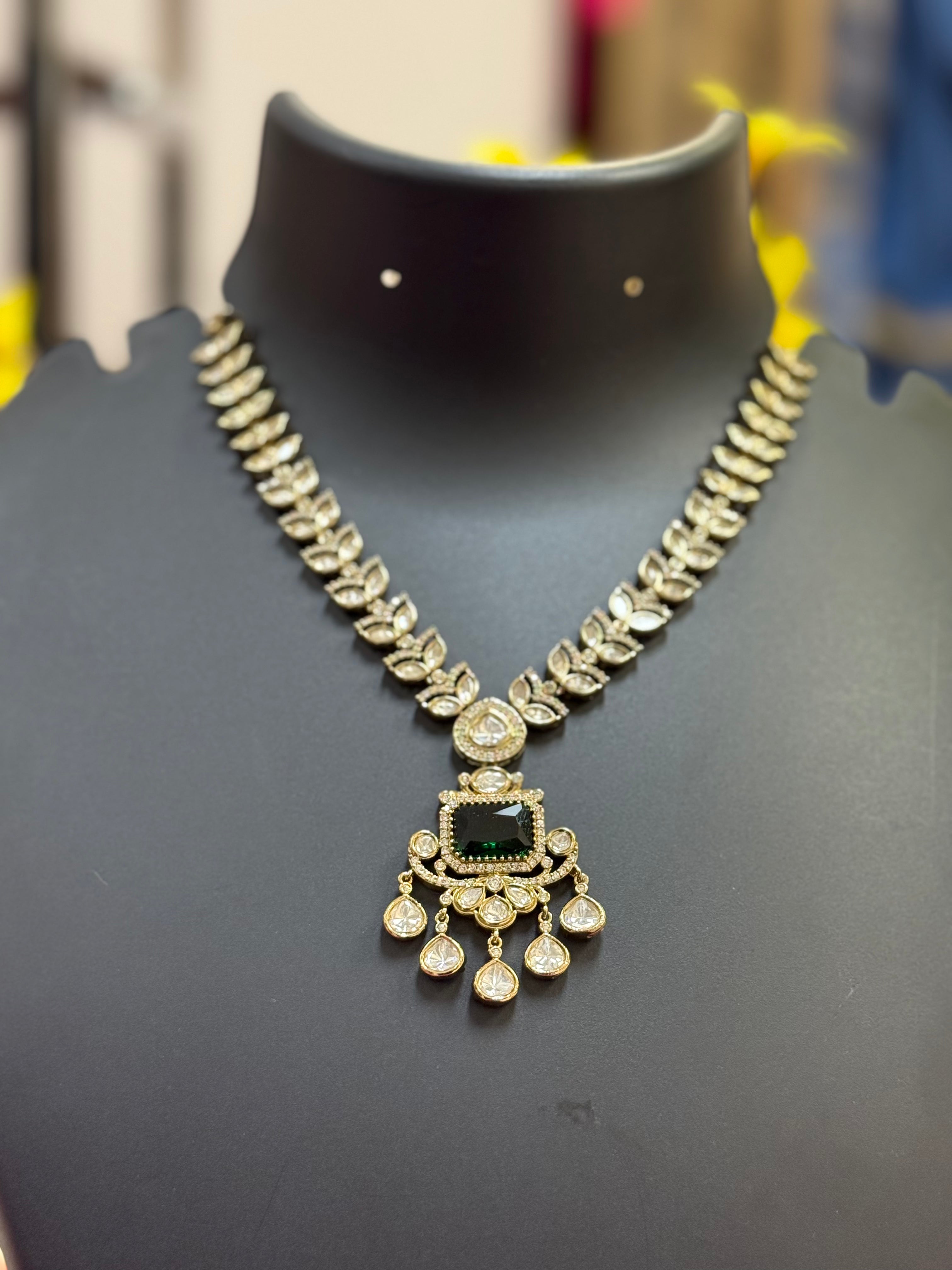 Kundan Necklace set with Emerald Stone