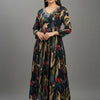Navy Blue Chiffon Party Wear Kurti Set - Patterned Design