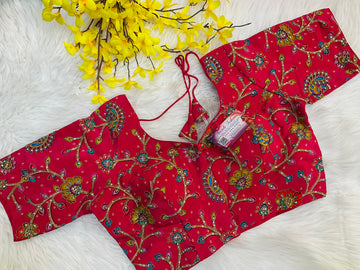 Natural Crape - Kalamkari Work Blouse - Size 40