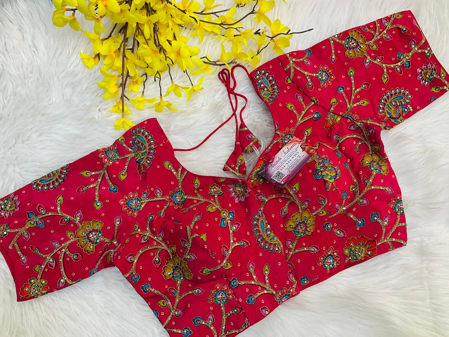 Natural Crepe Kalamkari Work Blouse