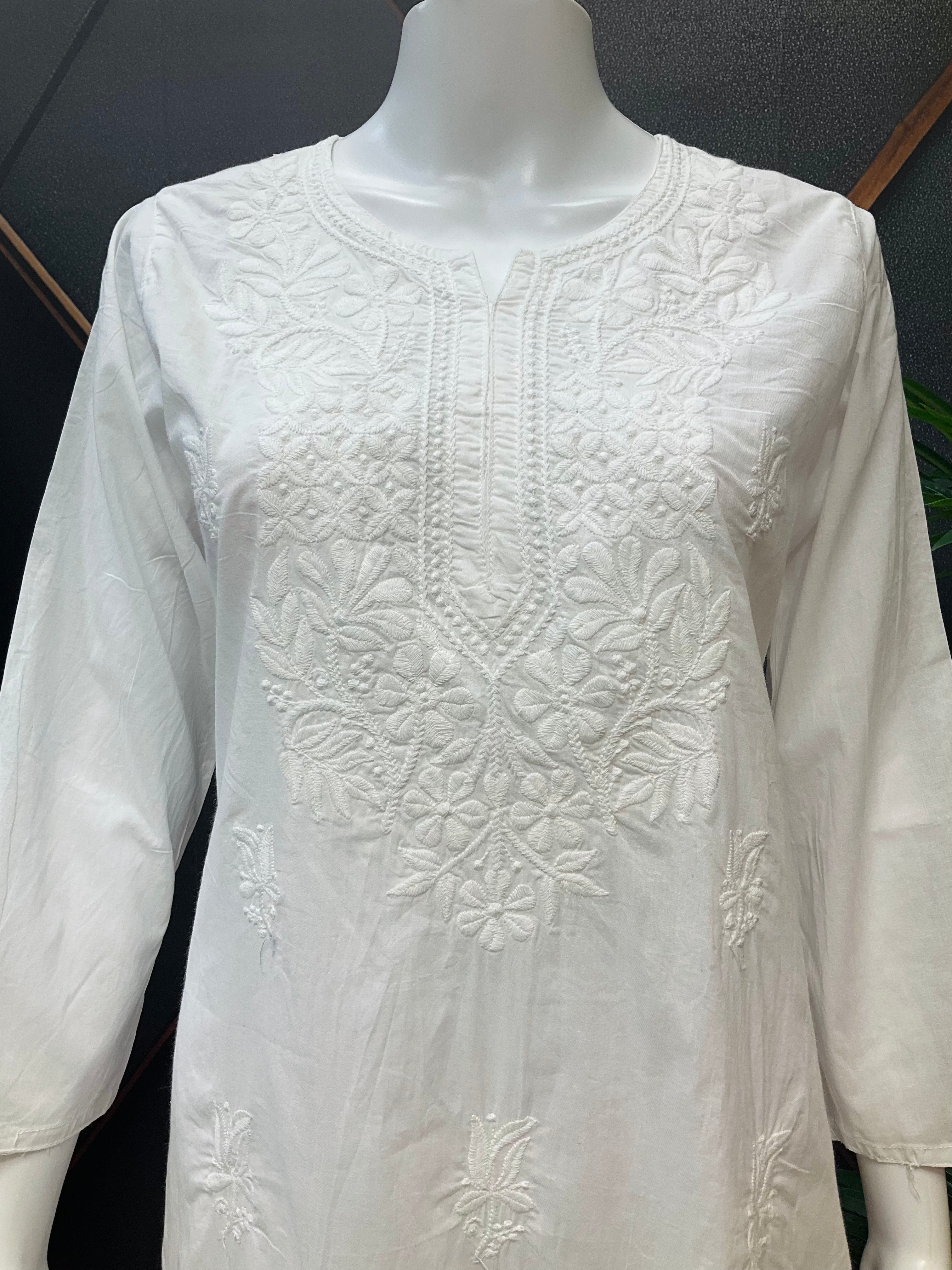 Pure cotton white Chikankari kurti