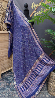Voilet Pure Cotton Ajrakh Dupatta
