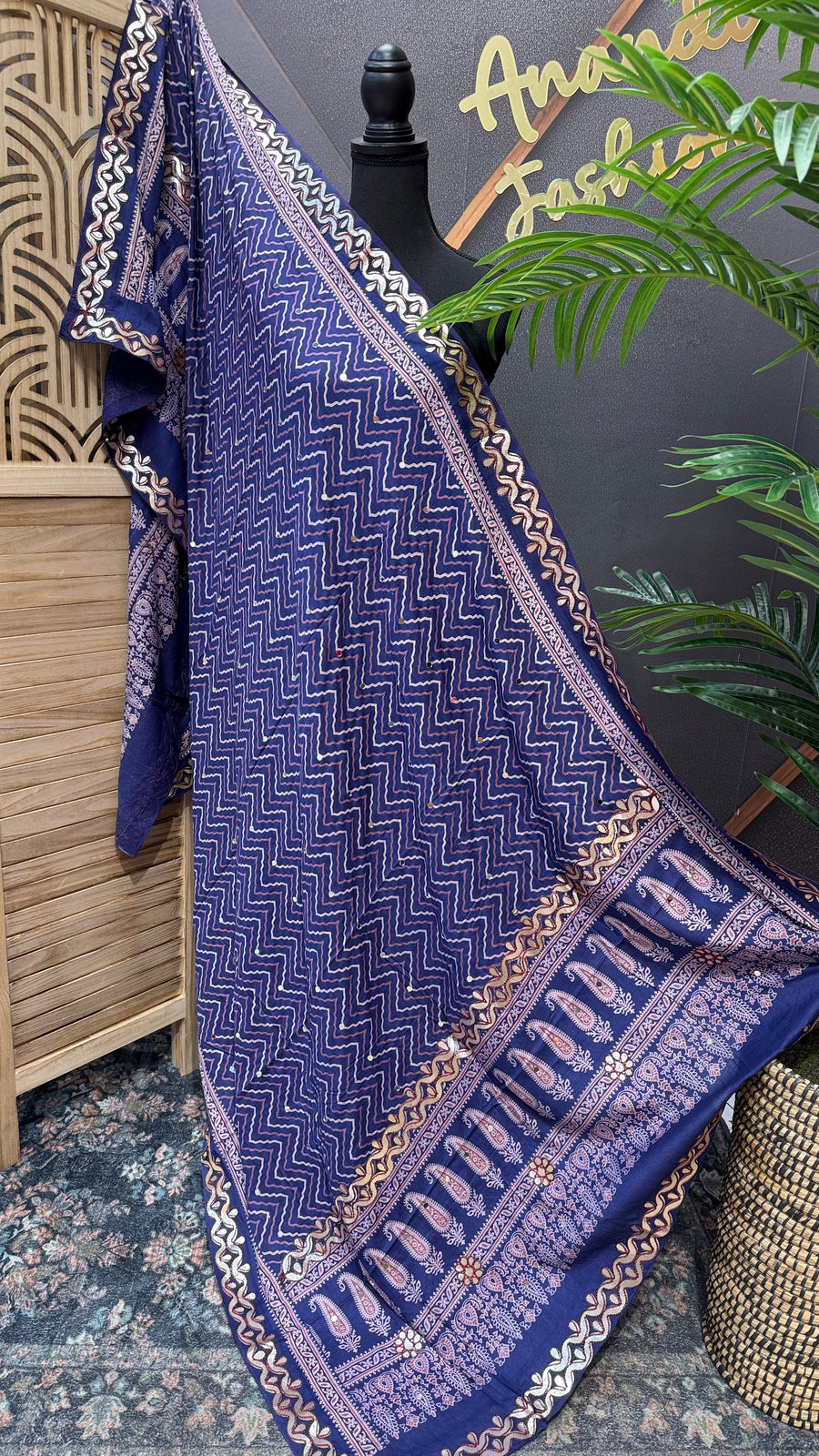 Voilet Pure Cotton Ajrakh Dupatta