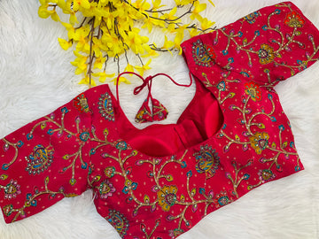 Natural Crape - Kalamkari Work Blouse - Size 40