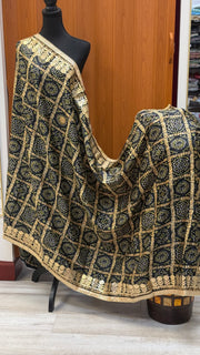 Black Bandhini Silk Dupatta