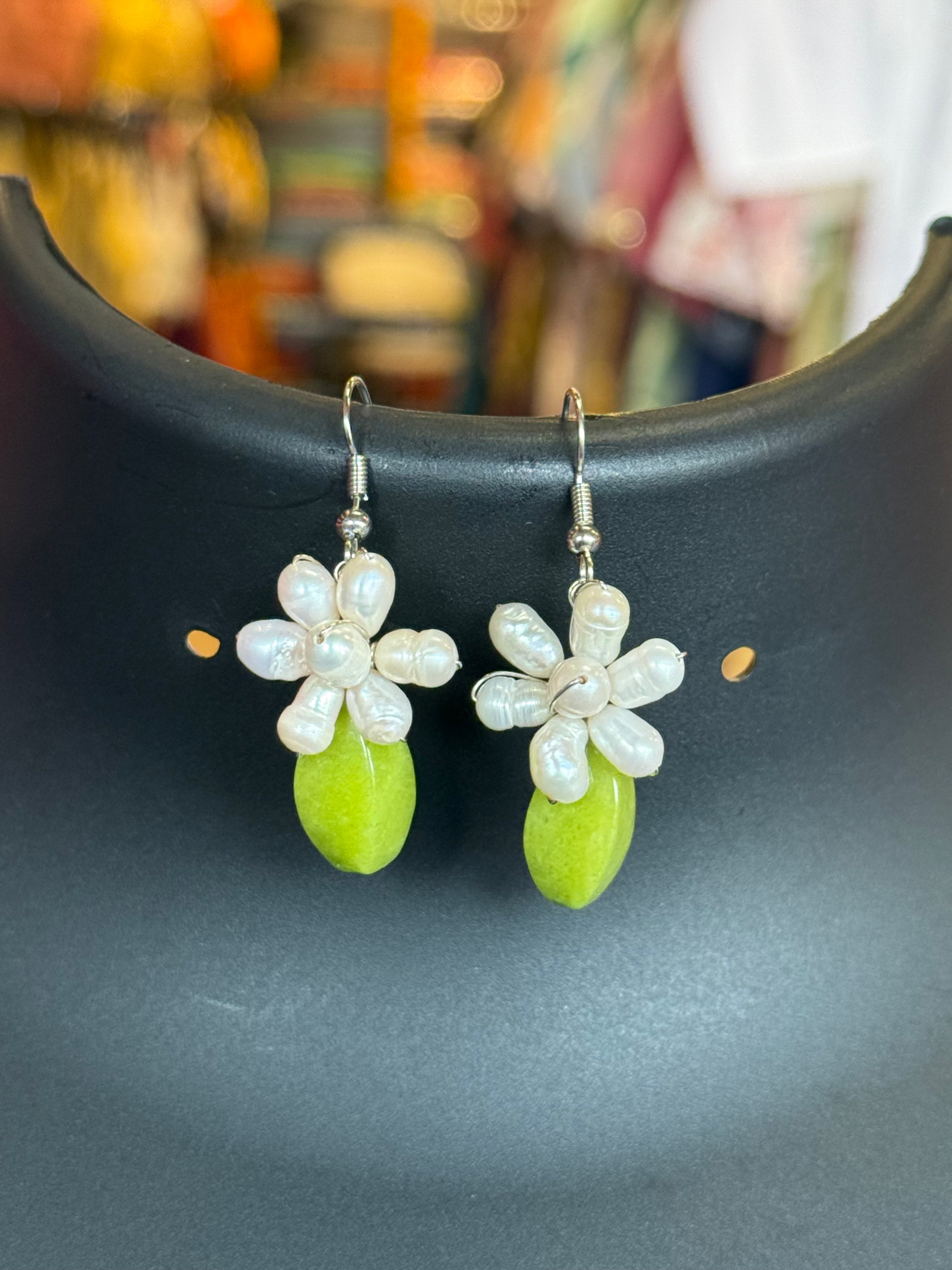 Fancy Hanging Earrings- with Real Pearls