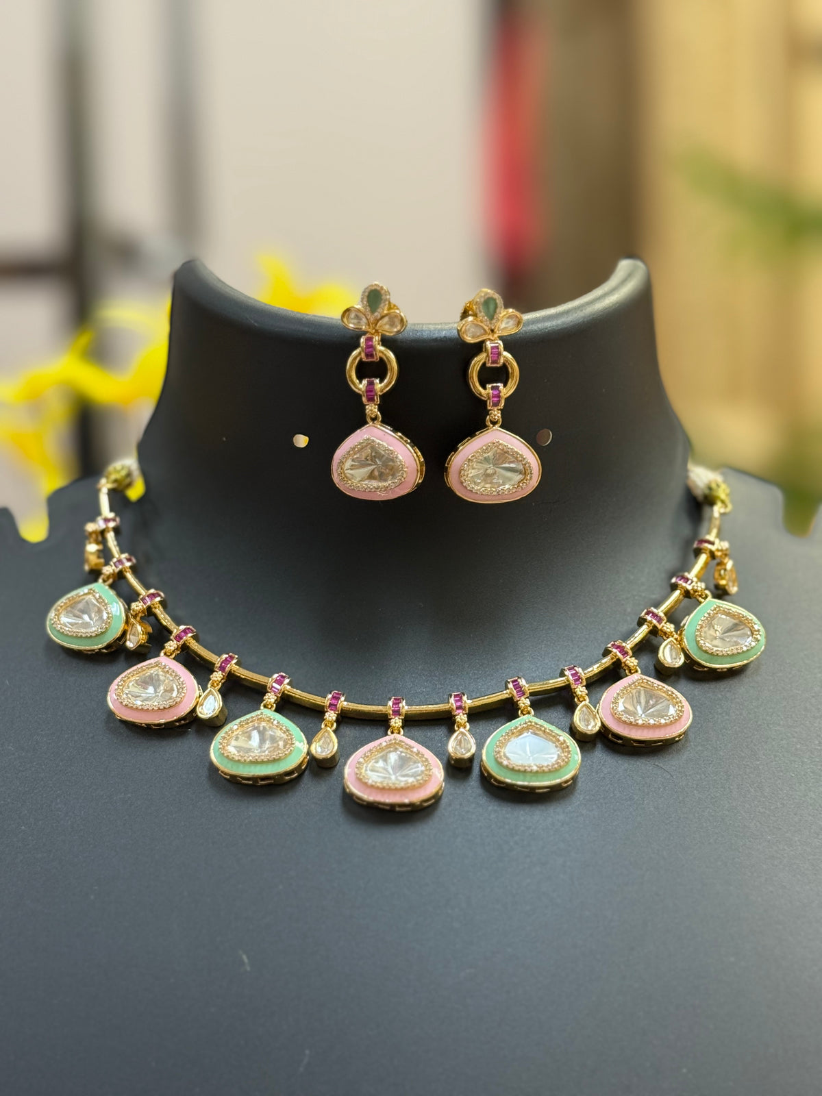 Pastel Color - Modern Design Kundan Necklace set