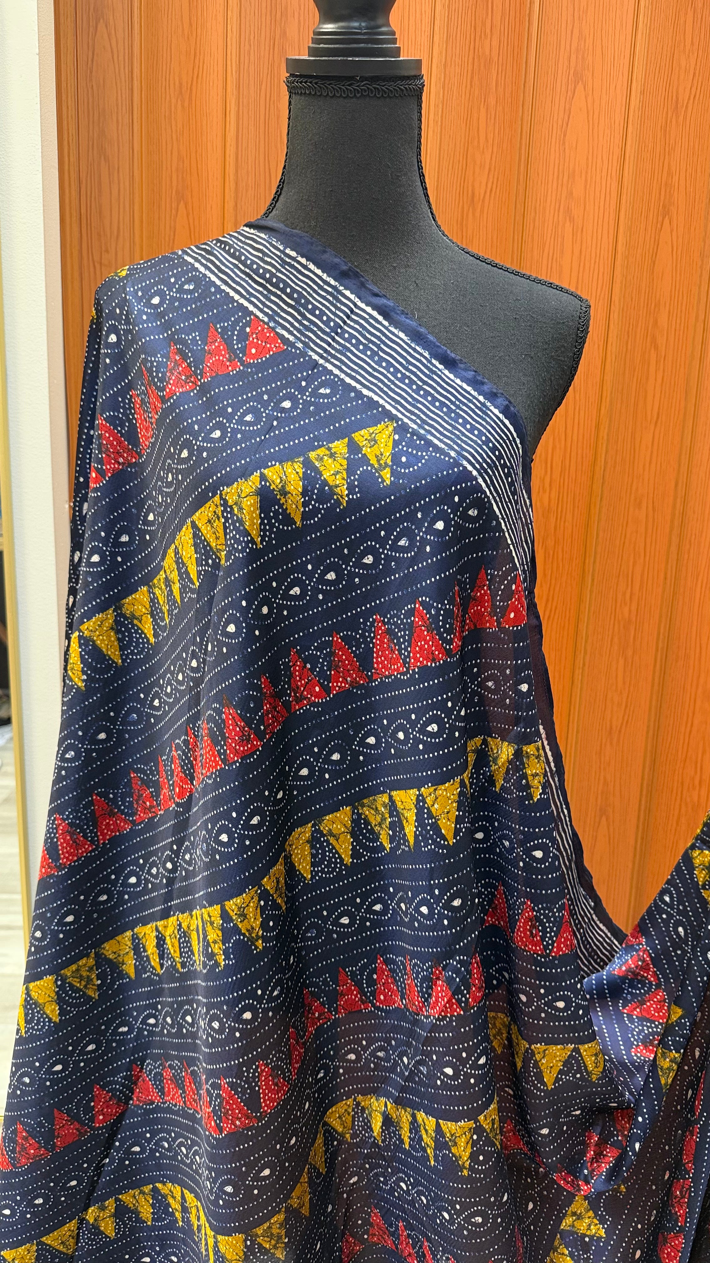 Navy Blue color Crape Silk Dupatta
