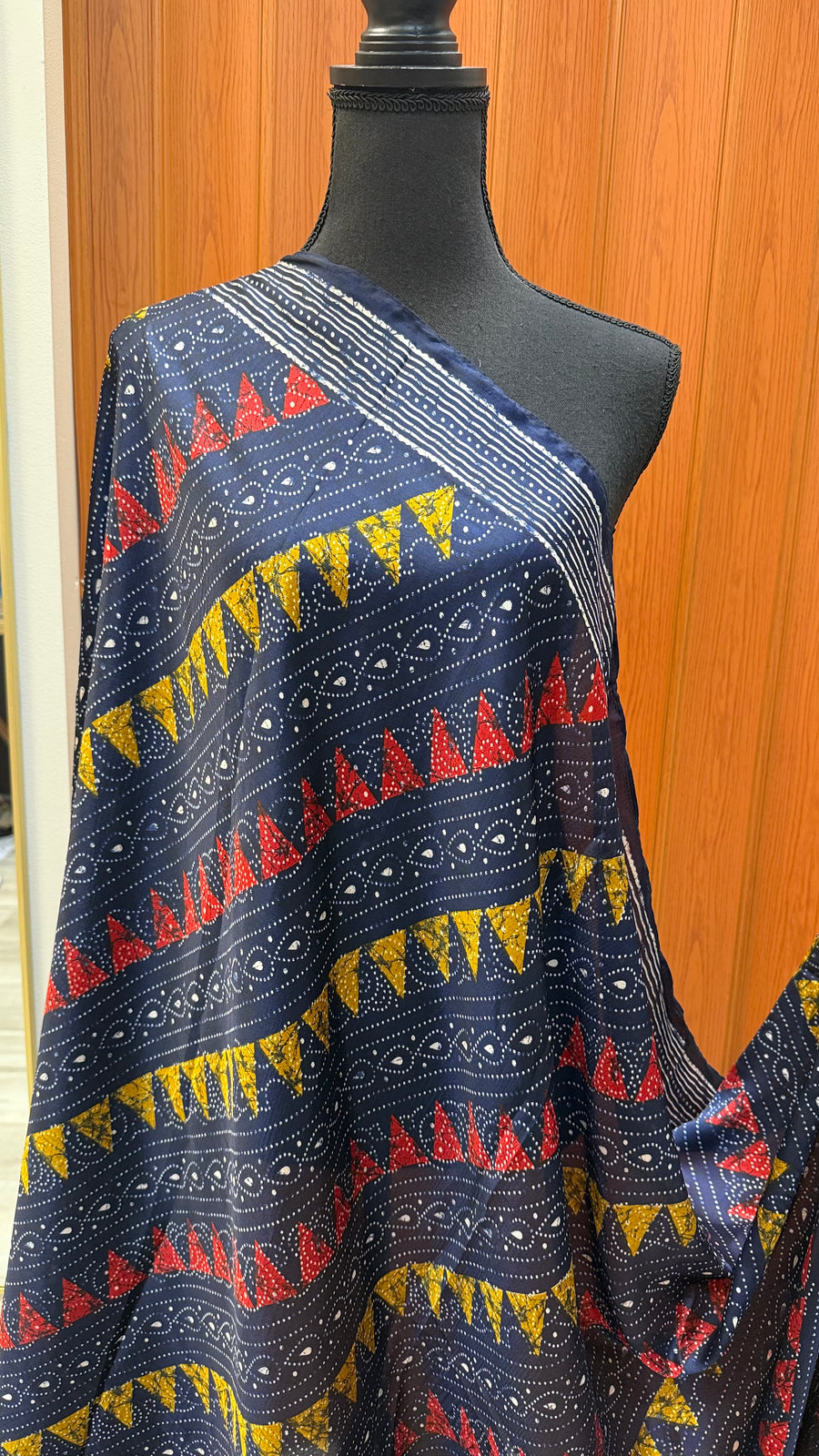 Navy Blue color Crape Silk Dupatta