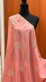 Pink Dupatta with Gold Zari work