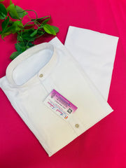 Boys -Pure white plain cotton kurta set