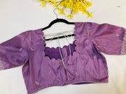 Cocktail Party wear light purple saree with Stitched blouse