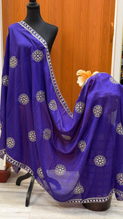Voilet Dupatta with Gold Zari work