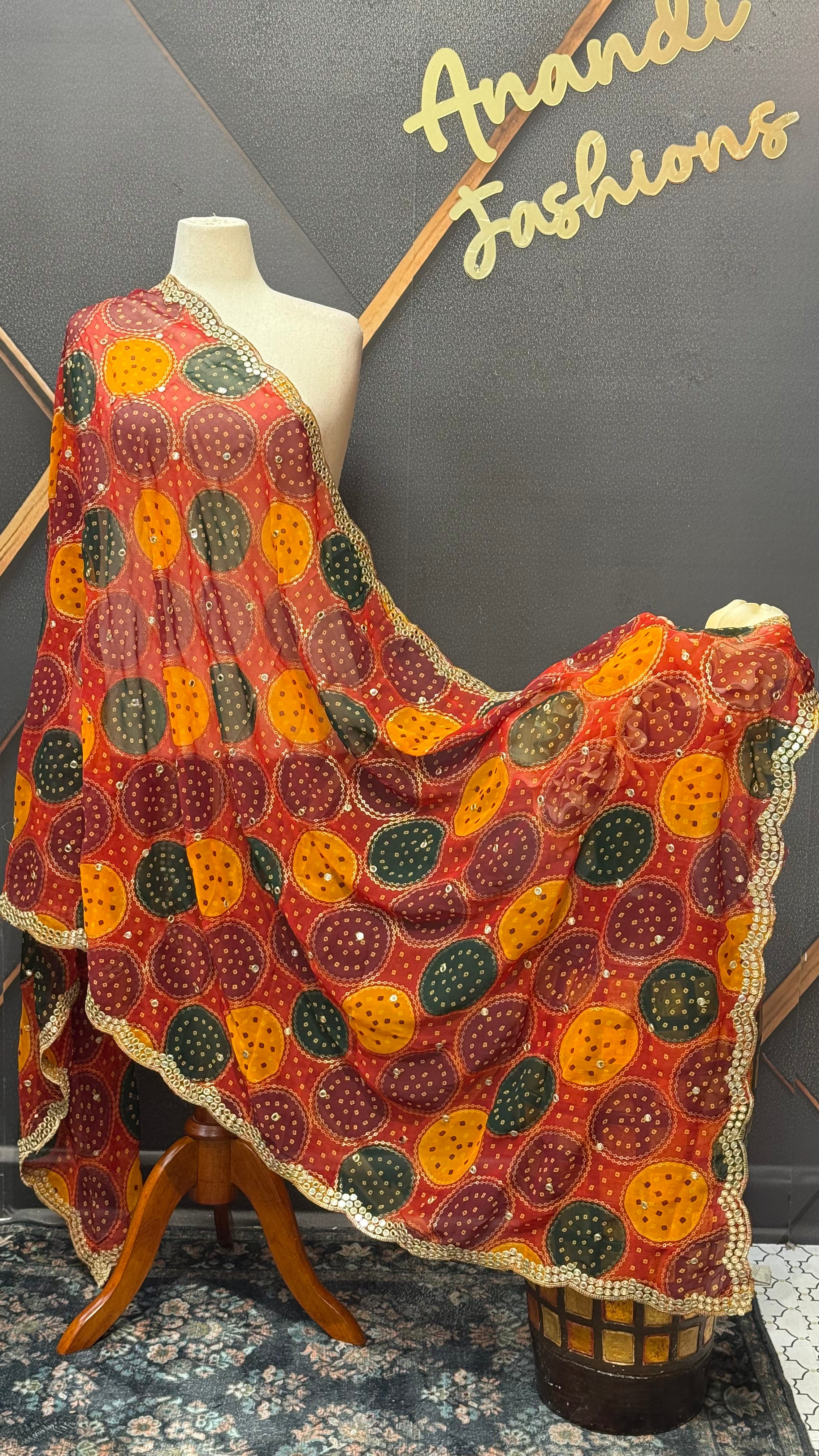 Women's Multicolor Bandhani Chiffon Dupatta - Women - Dupatta - Anandi Fashions