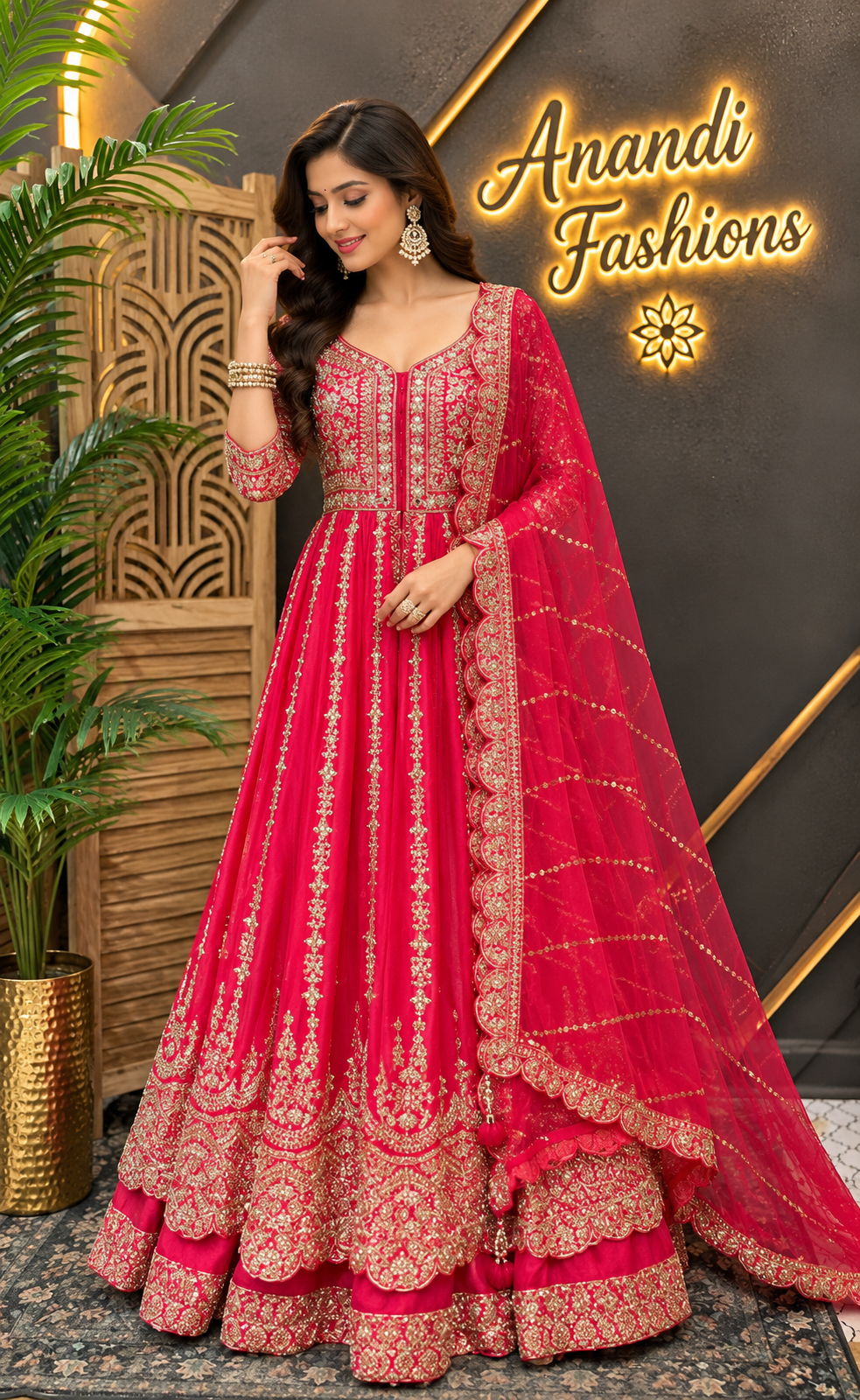 Women’s Pink Heavy Embroidered Party Lehenga Set with Long Top