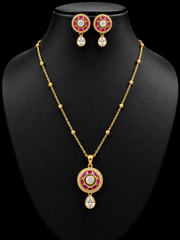 Kundan Pendant set with chain Necklace Set