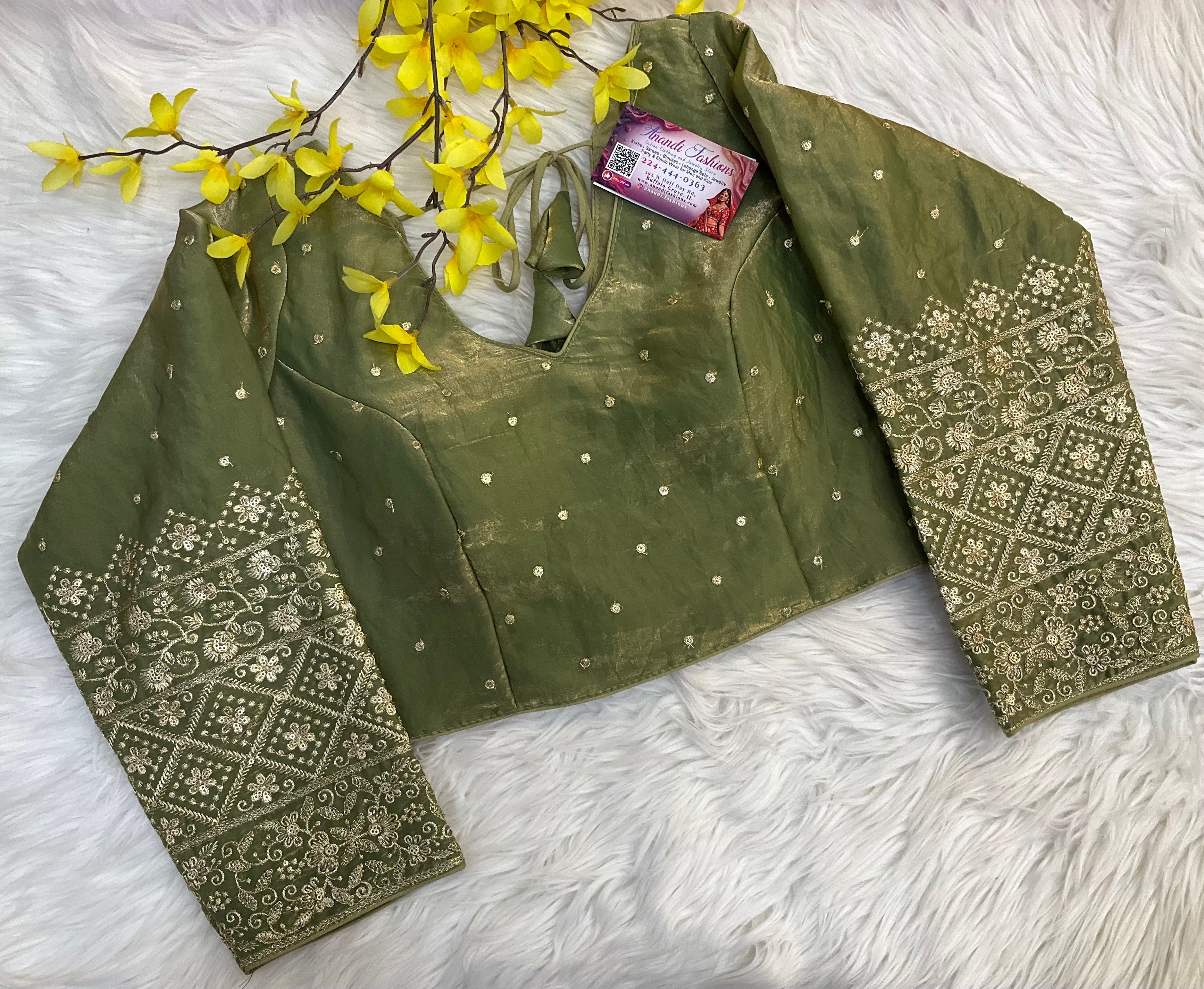 Size 38-Green Full Sleeves Jimmy Choo Blouse