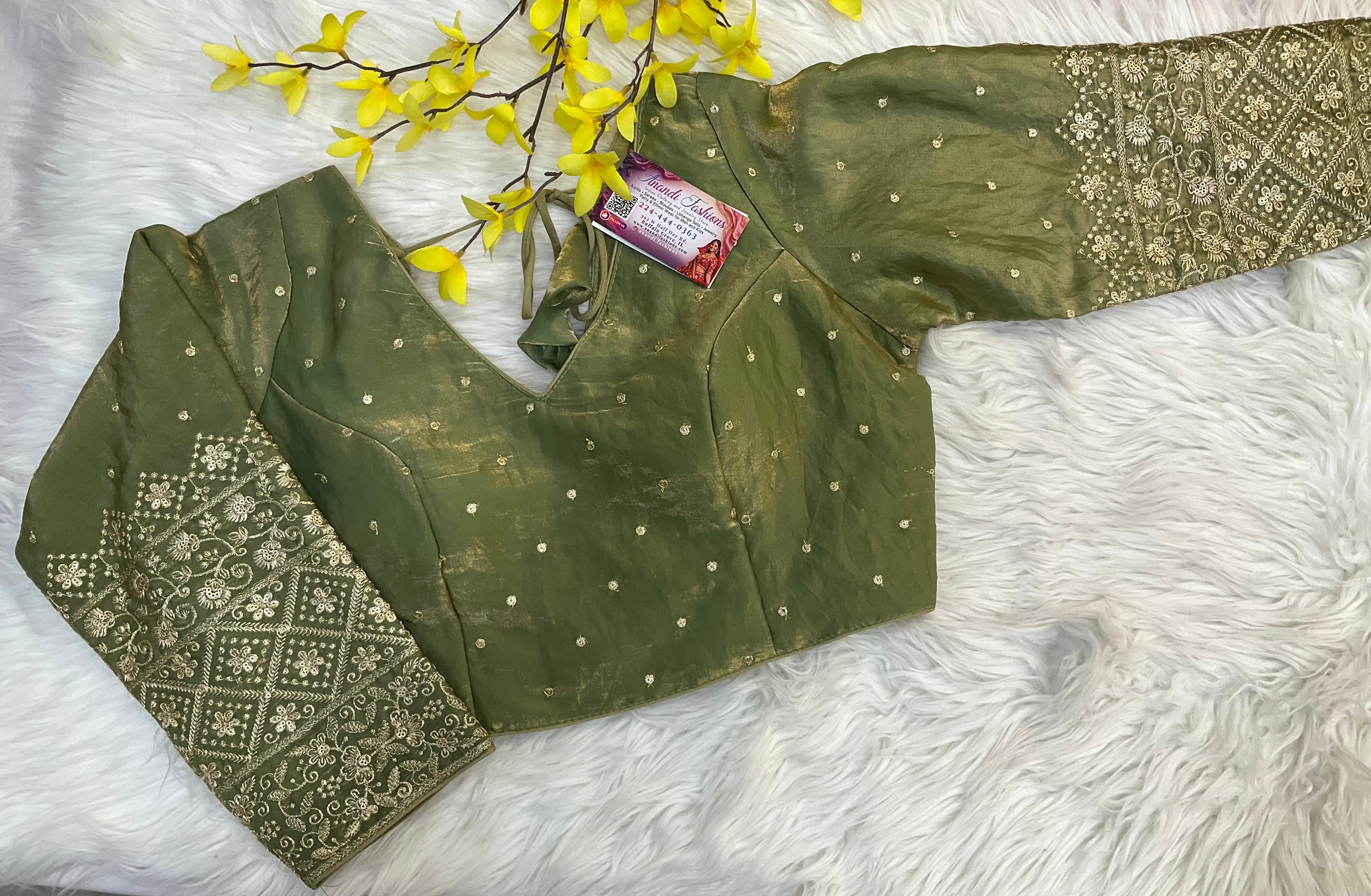 Size 38-Green Full Sleeves Jimmy Choo Blouse