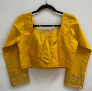 Yellow Full Sleeve Blouse with Embroidery Work