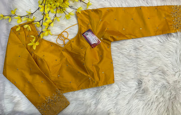 Size 38- Yellow Full Sleeve Blouse with Embroidery Work