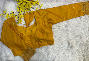 Size 38- Yellow Full Sleeve Blouse with Embroidery Work
