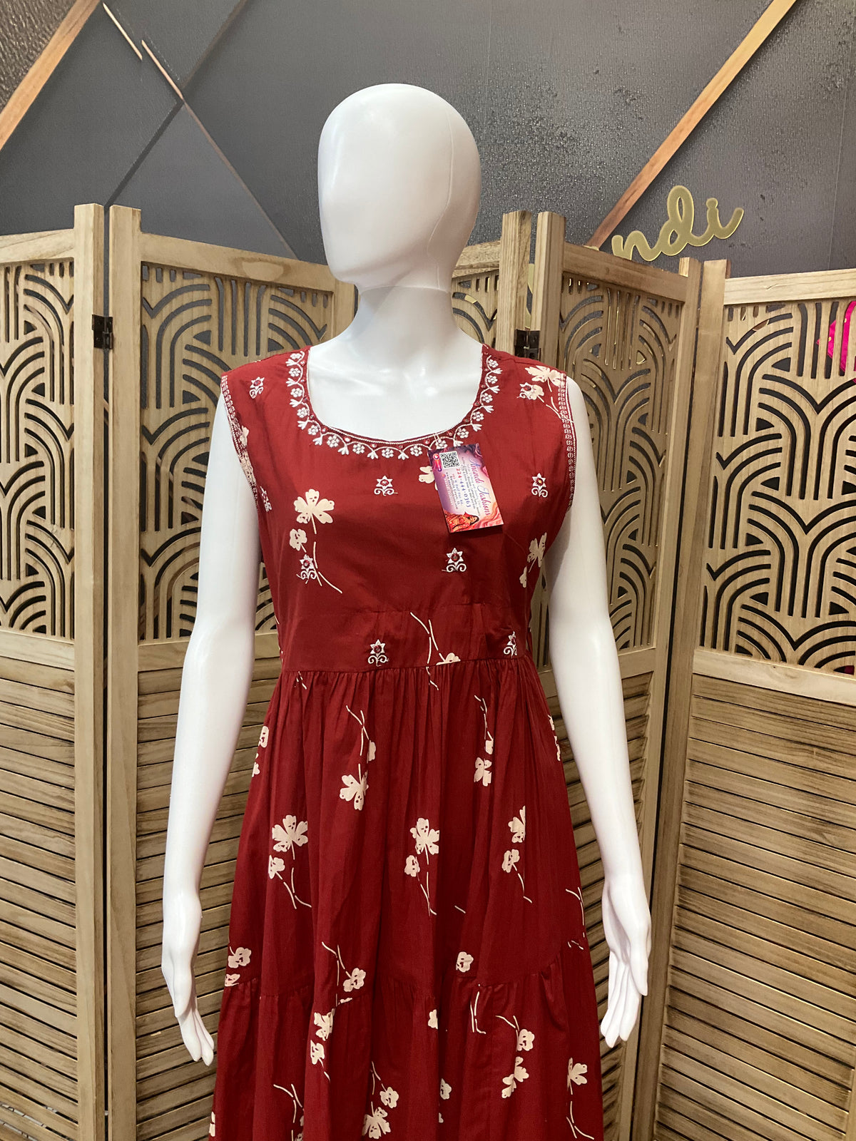 Maroon - Pure cotton long frock
